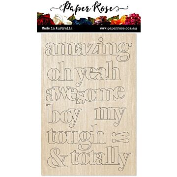 Paper Rose Wood Embellishments, Block Boy Titles