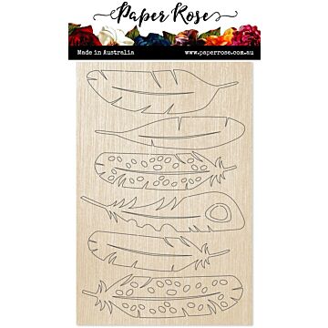 Paper Rose Wood Embellishments, Large Feathers
