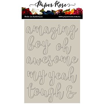 Paper Rose Chipboard Embellishments, Script Boy Sentiments