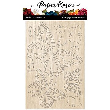 Paper Rose Wood Embellishments, Butterflies