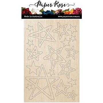 Paper Rose Wood Embellishments, Wonky Stars