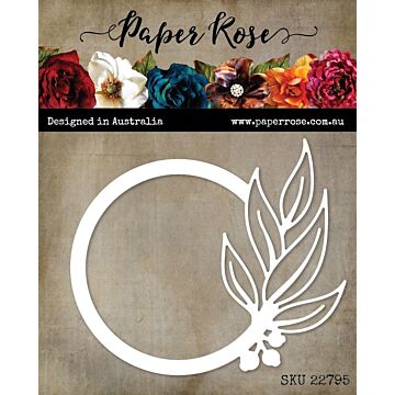 Paper Rose Die, Gum Leaf Circle Frame