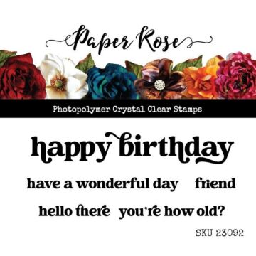 Paper Rose Mini Clear Stamp, Happy Birthday