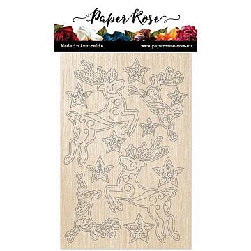 Paper Rose Wood Embellishments, Deer Ornaments