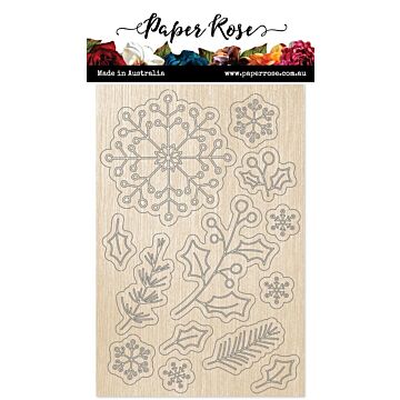 Paper Rose Wood Embellishments, Christmas Elements
