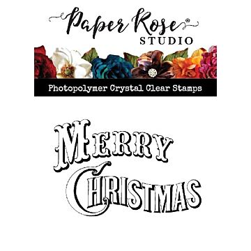 Paper Rose Clear Stamp, Vintage Merry Christmas