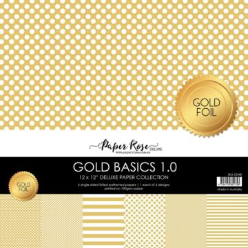 Paper Rose 12X12 Paper Collection, Gold Basics 1.0 (Gold Foil)