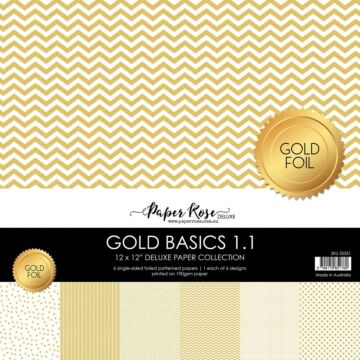 Paper Rose 12X12 Paper Collection, Gold Basics 1.1 (Gold Foil)
