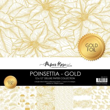 Paper Rose 12x12 Paper Collection, Poinsettia - Gold Foil