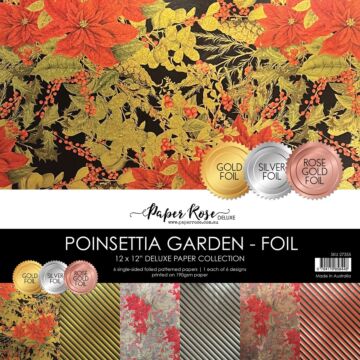 Paper Rose 12X12 Paper Collection, Poinsettia Garden - Foil