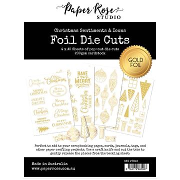 Paper Rose Gold Foil Die Cuts, Christmas Sentiments & Icons