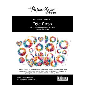 Paper Rose Die Cuts, Rainbow Twirl 2.0