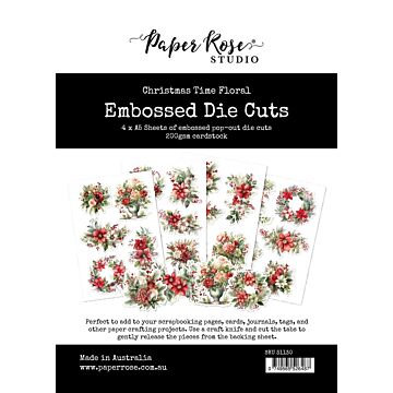 Paper Rose Embossed Die Cuts, Christmas Time Floral