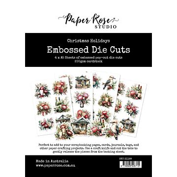 Paper Rose Embossed Die Cuts, Christmas Holidays