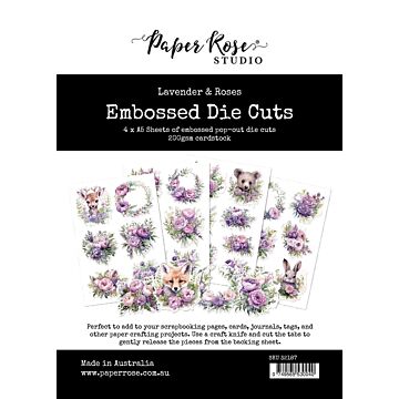 Paper Rose Embossed Die Cuts, Lavender & Roses