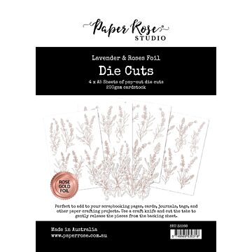 Paper Rose Die Cuts, Lavender & Roses - Rose Gold Foil