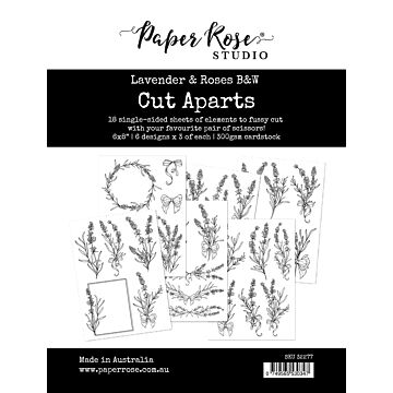 Paper Rose Cut Aparts Paper Pack, Lavender & Roses B&W