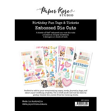 Paper Rose Embossed Die Cuts, Birthday Fun Tags & Tickets