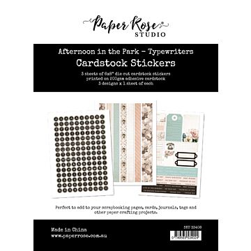 Paper Rose 6X8 Cardstock Sticker Pack, Afternoon in the Park - Typewriters