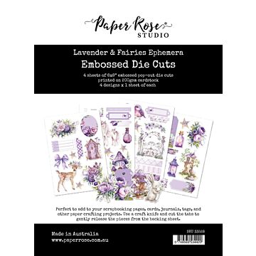 Paper Rose Embossed Die Cuts, Lavender & Fairies Ephemera