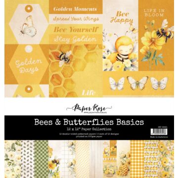 Paper Rose 12X12 Paper Collection, Bees & Butterflies Basics