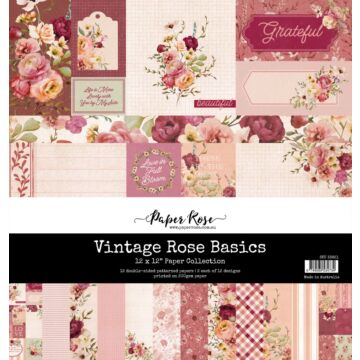 Paper Rose 12X12 Paper Collection, Vintage Rose Basics