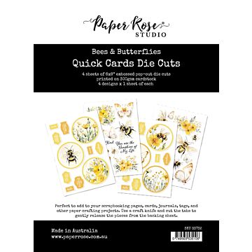 Paper Rose 6X8 Quick Cards Die Cuts, Bees & Butterflies