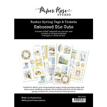 Paper Rose Embossed Die Cuts, Rustic Spring Tags & Tickets