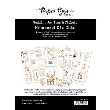 Paper Rose Embossed Die Cuts, Wedding Joy Tags & Tickets