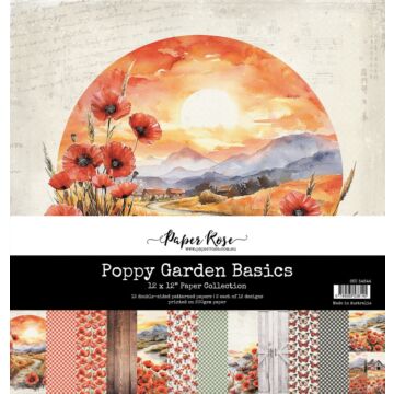 Paper Rose 12X12 Paper Collection, Poppy Garden Basics