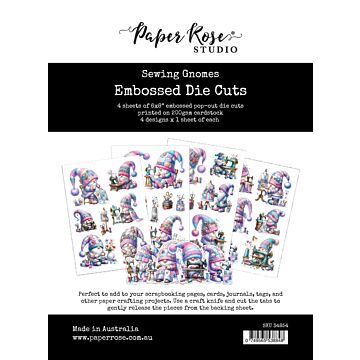 Paper Rose Embossed Die Cuts, Sewing Gnomes