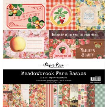 Paper Rose 12X12 Paper Collection, Meadowbrook Farm Basics