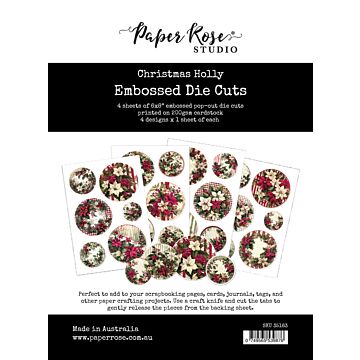 Paper Rose Embossed Die Cuts, Christmas Holly