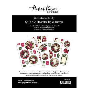 Paper Rose Quick Cards Die Cuts, Christmas Holly