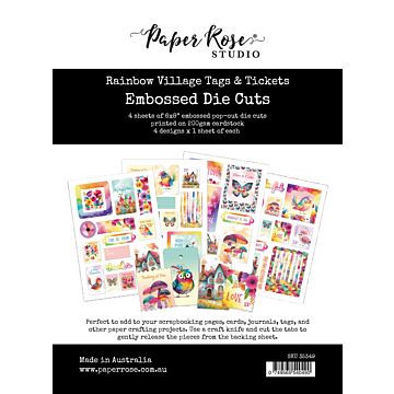 Paper Rose Embossed Die Cuts, Rainbow Village Tags & Tickets