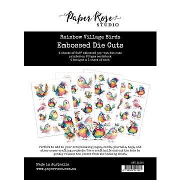 Paper Rose Embossed Die Cuts, Rainbow Village Birds