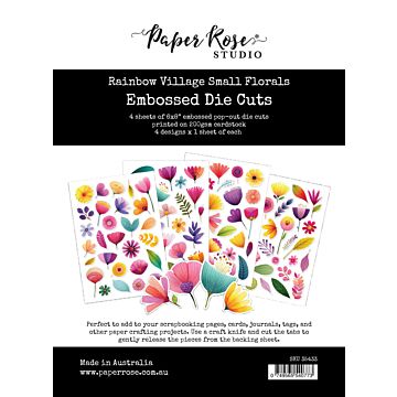 Paper Rose Embossed Die Cuts, Rainbow Village Floral