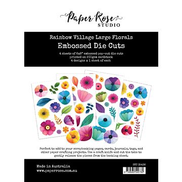Paper Rose Embossed Die Cuts, Rainbow Village Large Floral