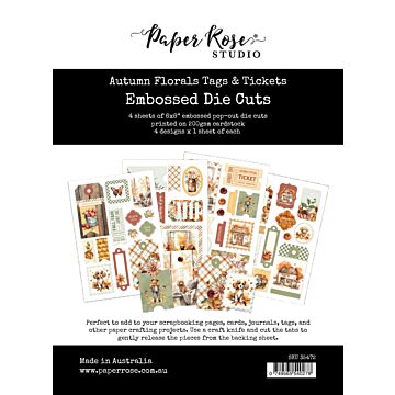 Paper Rose Embossed Die Cuts, Autumn Florals Tags & Tickets