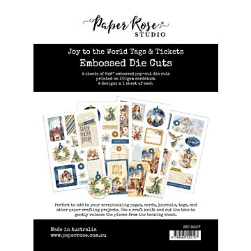 Paper Rose Embossed Die Cuts, Joy to the World Tags & Tickets