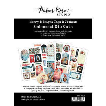 Paper Rose Embossed Die Cuts, Merry and Bright Tags & Tickets