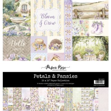 Paper Rose Petals & Pansies 12X12 Paper Collection
