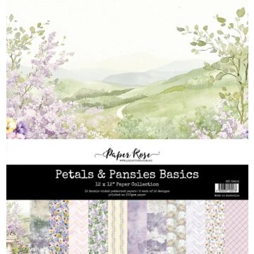 Paper Rose Petals & Pansies Basics 12X12 Paper Collection