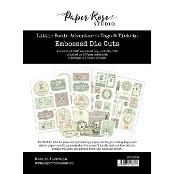 Paper Rose Studio Little Koala Adventures Tags & Tickets Embossed Die Cuts