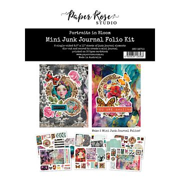 Paper Rose Portraits in Bloom Mini Junk Journal Folio Kit