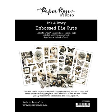Paper Rose Ink & Ivory Embossed Die Cuts