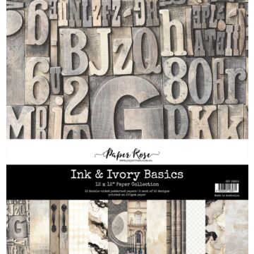 Paper Rose Studio Ink & Ivory Basics 12x12 Paper Collection