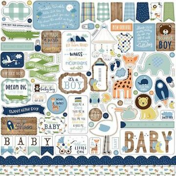 Echo Park Baby Boy Cardstock Stickers 12"X12" Elements