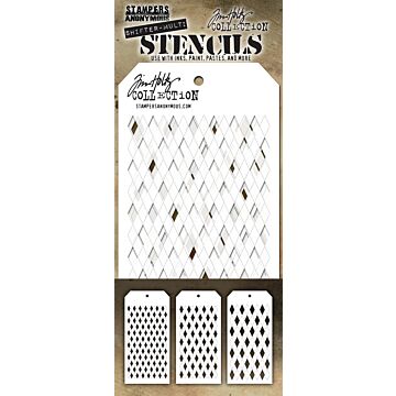Stampers Anonymous Tim Holtz Layering Stencil Set, Shifter Multi Harlequin (3 Pack)