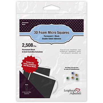 3L Adhesives 3D Foam Squares, Micro - Black
